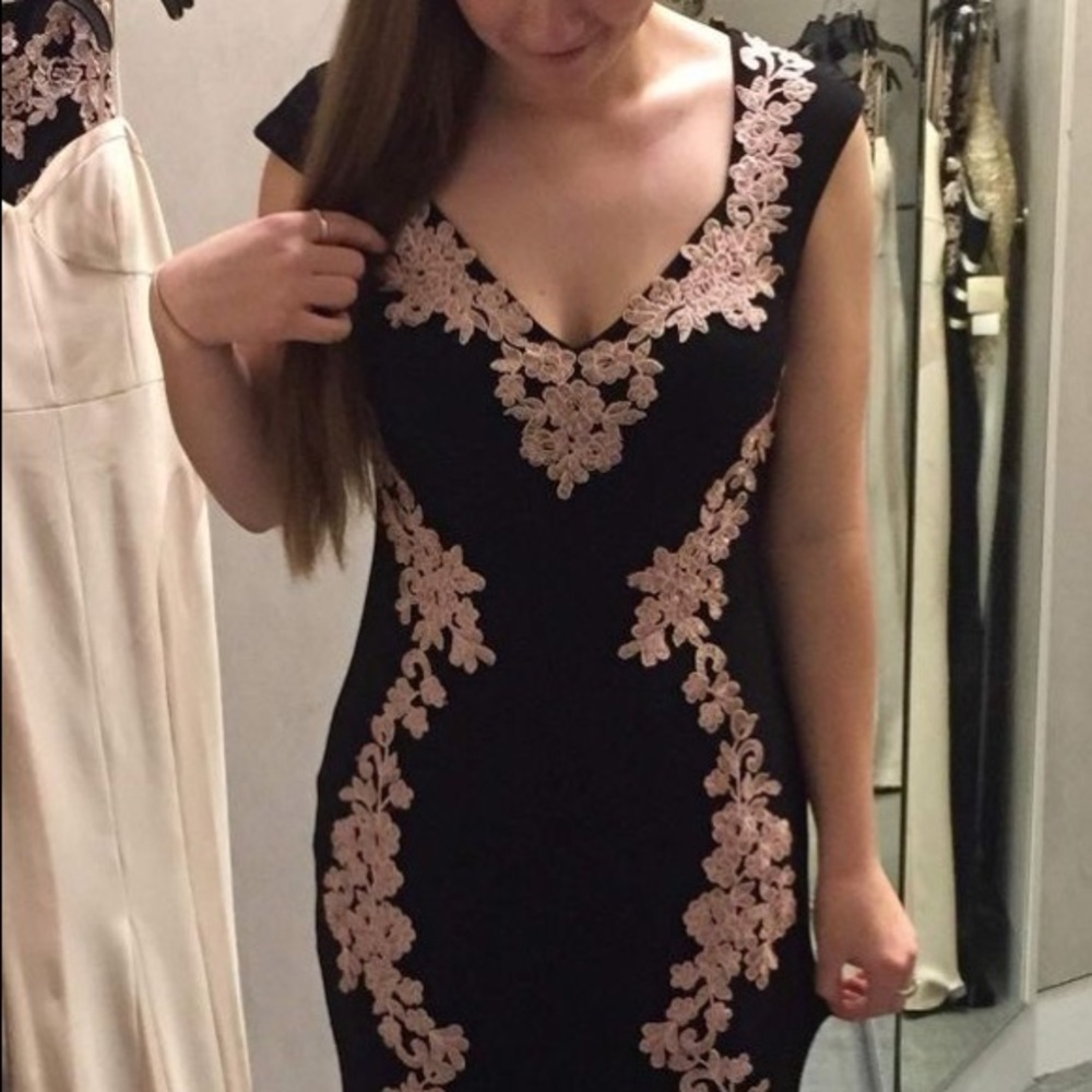 Betsy & Adam Black and Pink Formal Dress